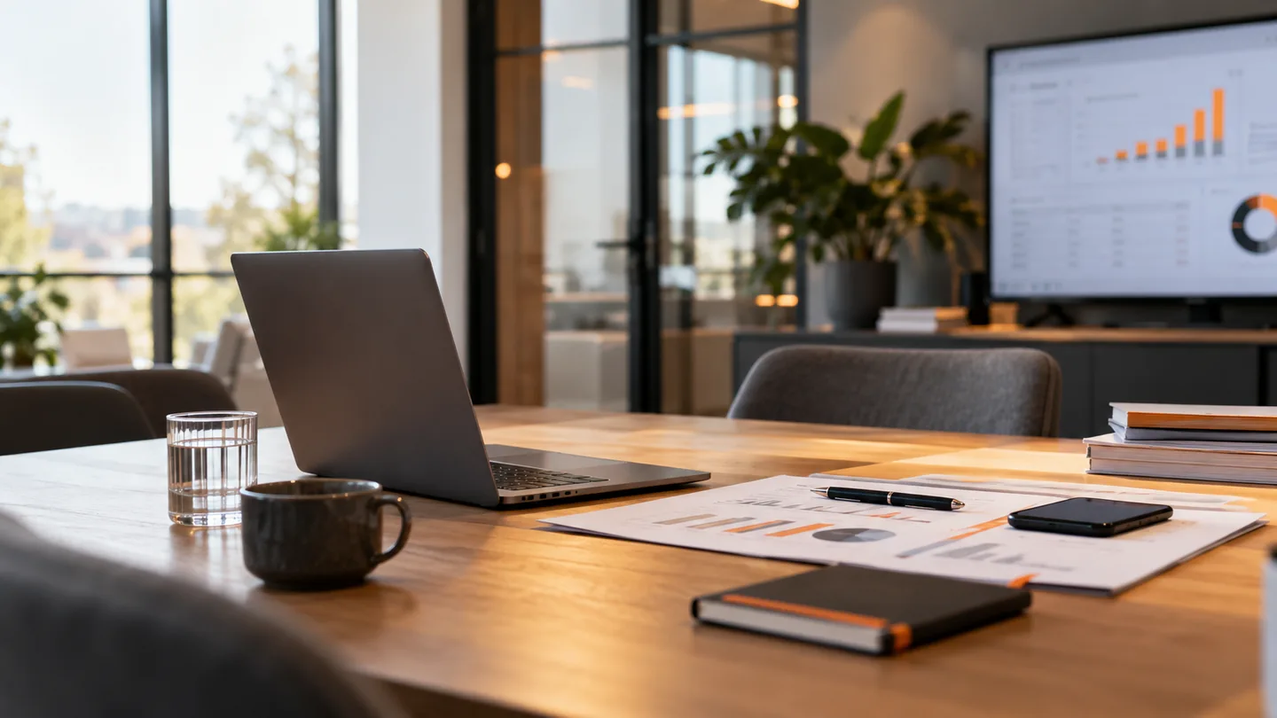 Rustige zakelijke werkplek voor backofficeanalyse en vergelijking